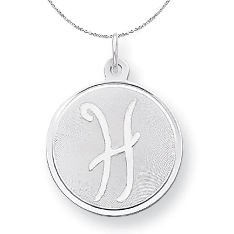 Sterling Silver, Makayla Collection, 20mm Disc Initial H Necklace