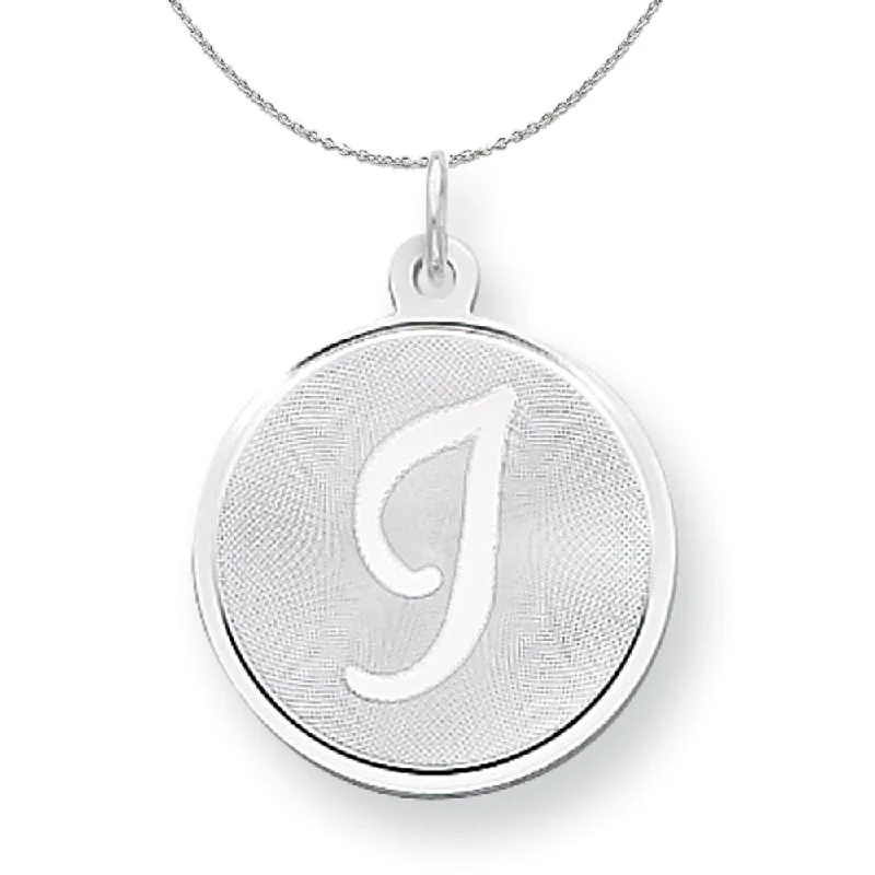 matte bronze tier necklace-Sterling Silver, Makayla Collection, 20mm Disc Initial I Necklace