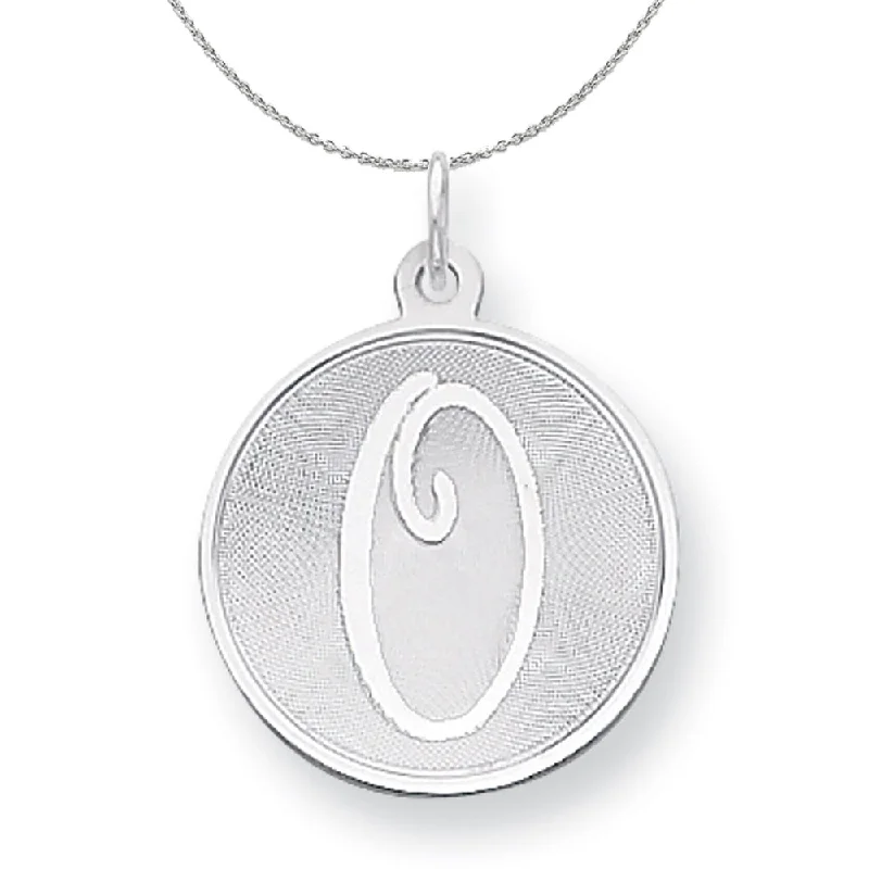 Sterling Silver, Makayla Collection, 20mm Disc Initial O Necklace