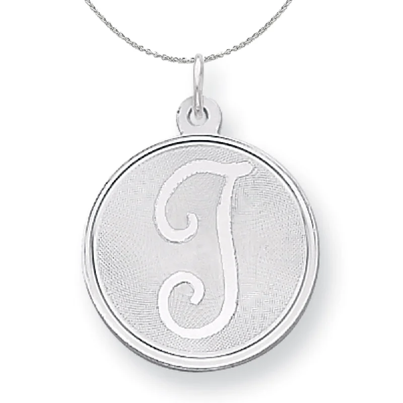 Sterling Silver, Makayla Collection, 20mm Disc Initial T Necklace