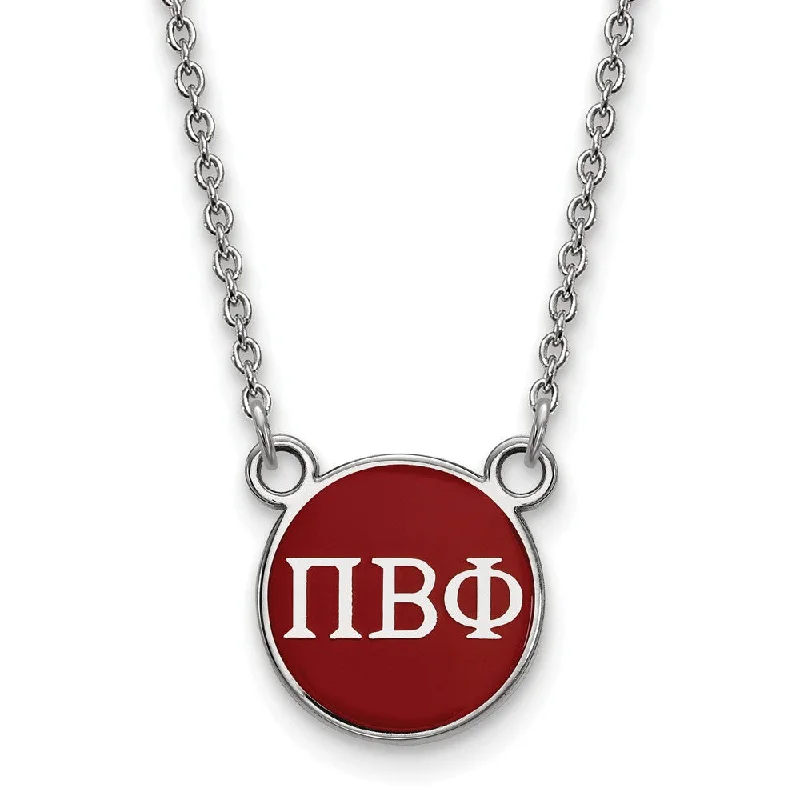 floral-inspired amethyst necklace-Sterling Silver Pi Beta Phi Small Wine Enamel Disc Necklace