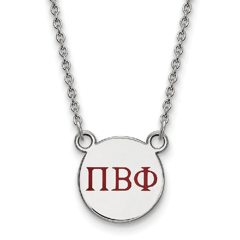 inscribed tradition chain necklace-Sterling Silver Pi Beta Phi Small Wine Enamel Greek Letters Necklace