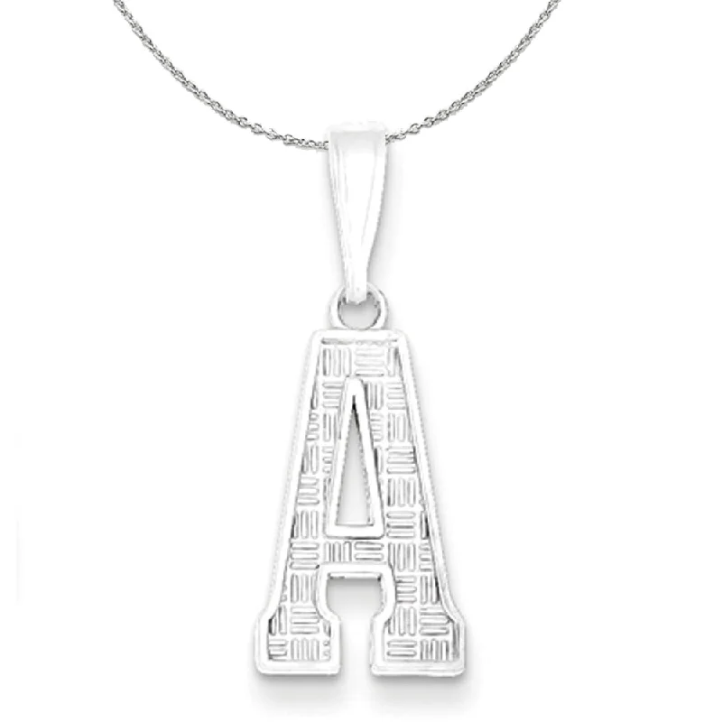 minimalist arc ridge necklace-Sterling Silver, Sami Collection, Textured Block Initial A Necklace