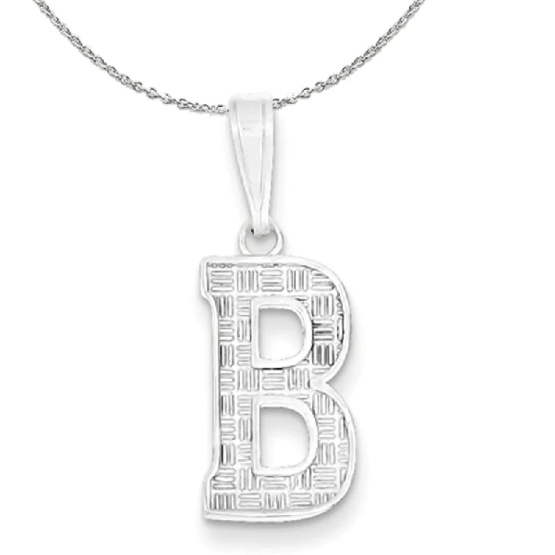 bold topaz summit peak necklace-Sterling Silver, Sami Collection, Textured Block Initial B Necklace