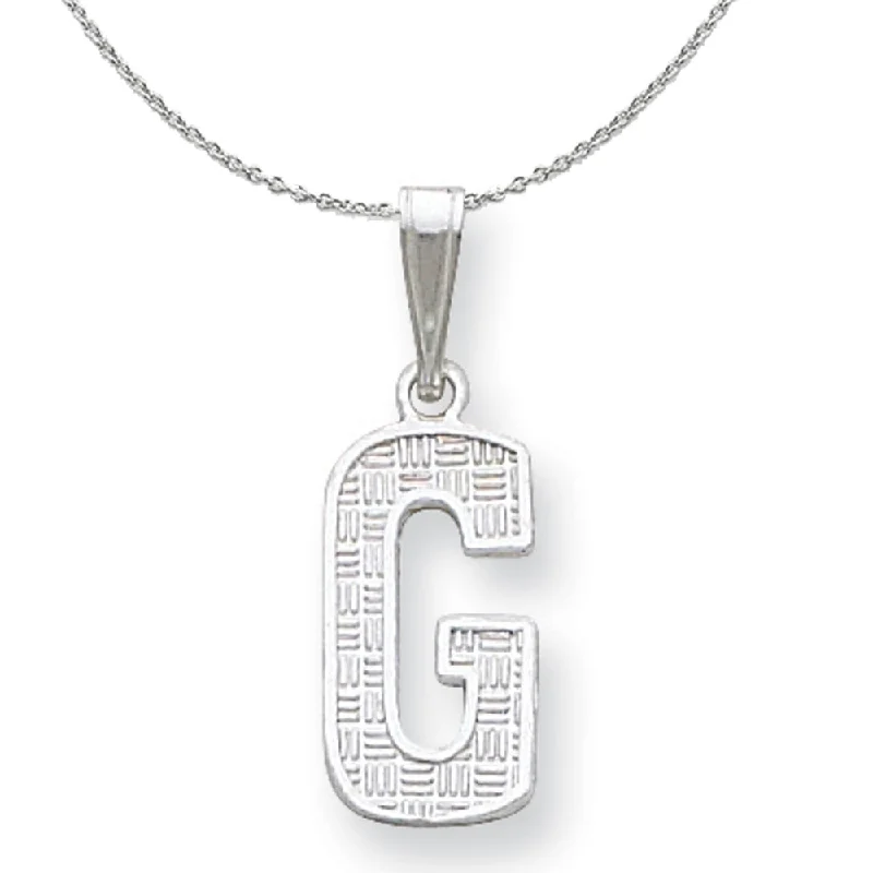 elegant tantalum drop necklace-Sterling Silver, Sami Collection, Textured Block Initial G Necklace