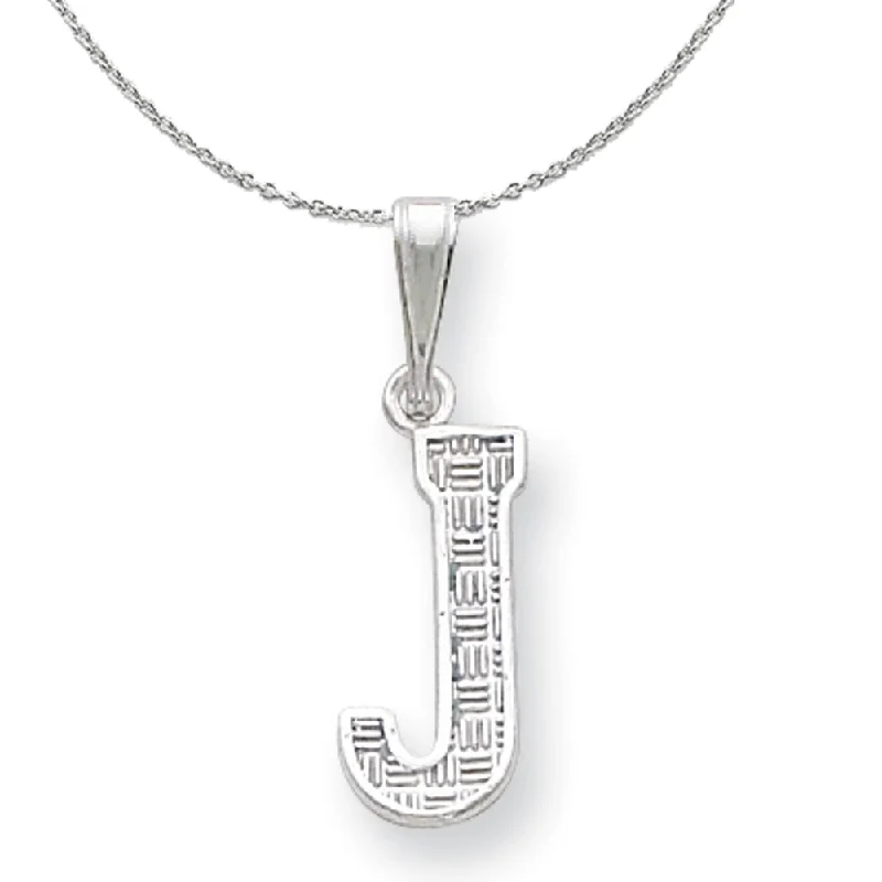 bold ruby layered necklace-Sterling Silver, Sami Collection, Textured Block Initial J Necklace