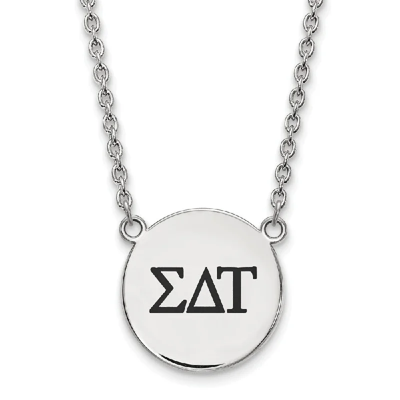 rustic ruby beaded necklace-Sterling Silver Sigma Delta Tau Large Enamel Greek Letters Necklace