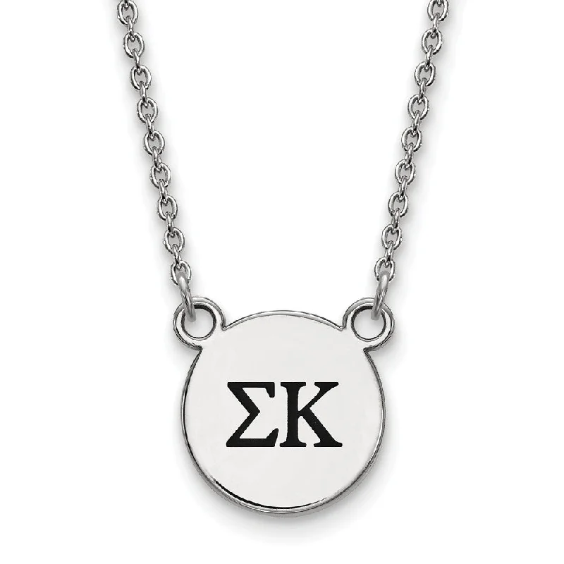 matte bronze spiral necklace-Sterling Silver Sigma Kappa Small Enamel Greek Letters Necklace