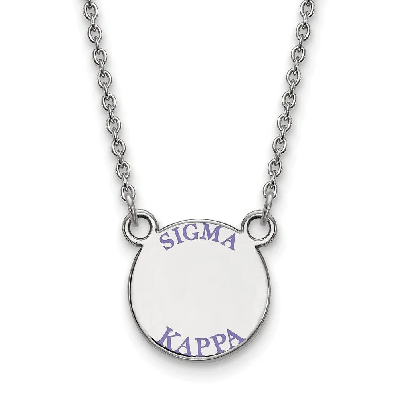 fifteen-stone drop necklace-Sterling Silver Sigma Kappa Small Lavender Enamel Necklace