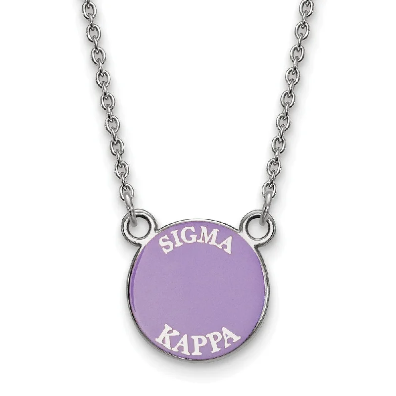 polished silver stellar necklace-Sterling Silver Sigma Kappa Small Enamel Disc Necklace