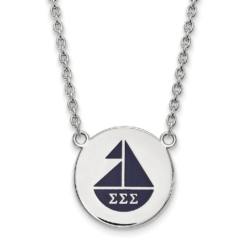 Sterling Silver Sigma Sigma Sigma Large Enamel Necklace