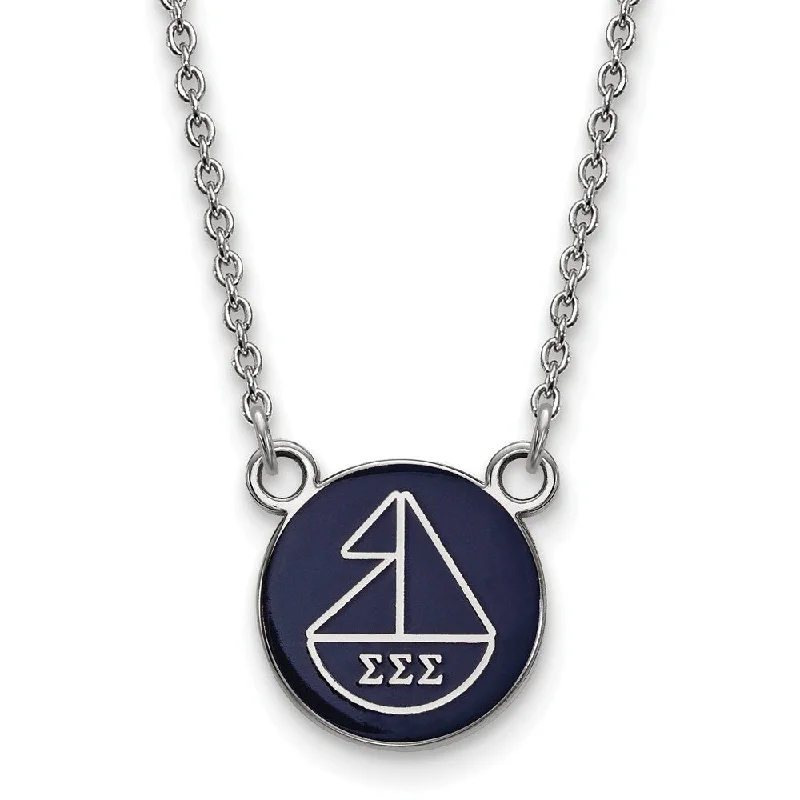 radiant trillion-cut pendant necklace-Sterling Silver Sigma Sigma Sigma Small Enamel Sailboat Disc Necklace