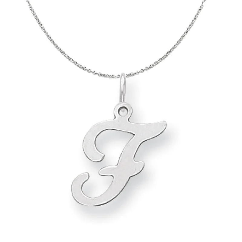 Sterling Silver, Sophia Collection, Small Script Initial F Necklace