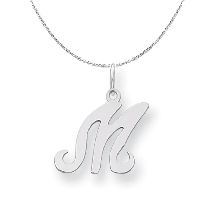 gothic-inspired raven fang necklace-Sterling Silver, Sophia Collection, Small Script Initial M Necklace