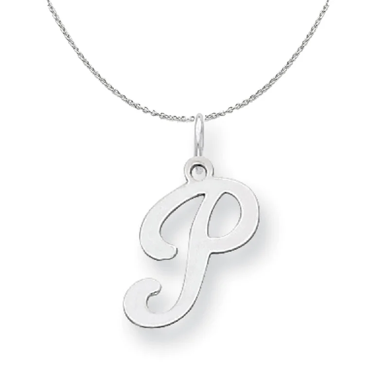 Sterling Silver, Sophia Collection, Small Script Initial P Necklace