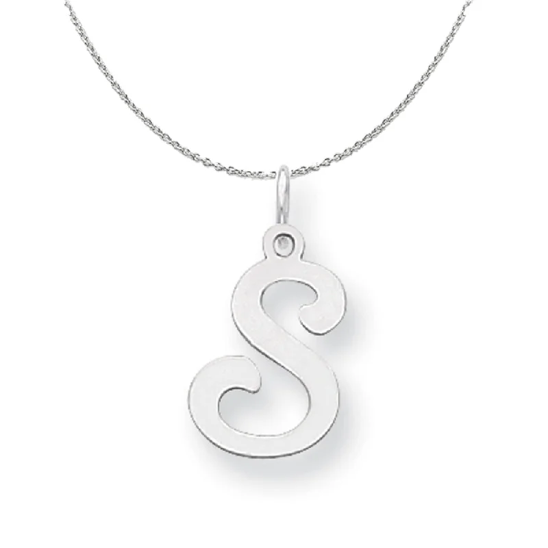 bohemian summit ridge necklace-Sterling Silver, Sophia Collection, Small Script Initial S Necklace