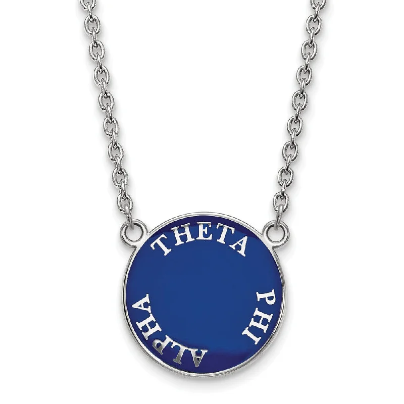 Sterling Silver Theta Phi Alpha Large Enamel Disc Necklace