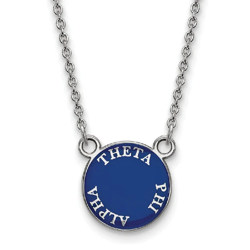 Sterling Silver Theta Phi Alpha Small Enamel Disc Necklace