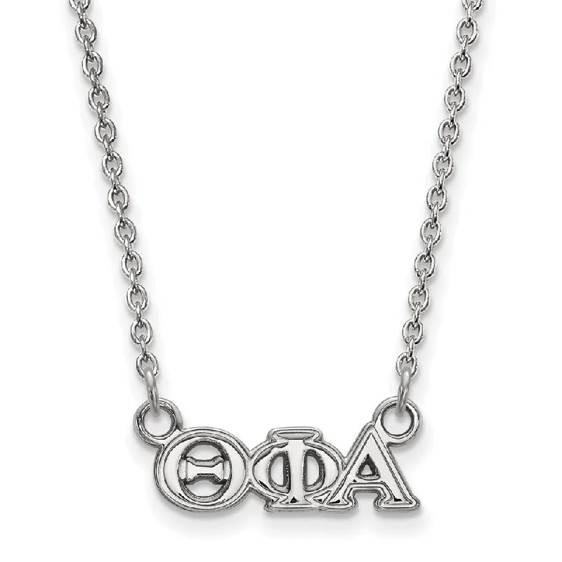 vintage-style emerald necklace-Sterling Silver Theta Phi Alpha XS (Tiny) Greek Letters Necklace