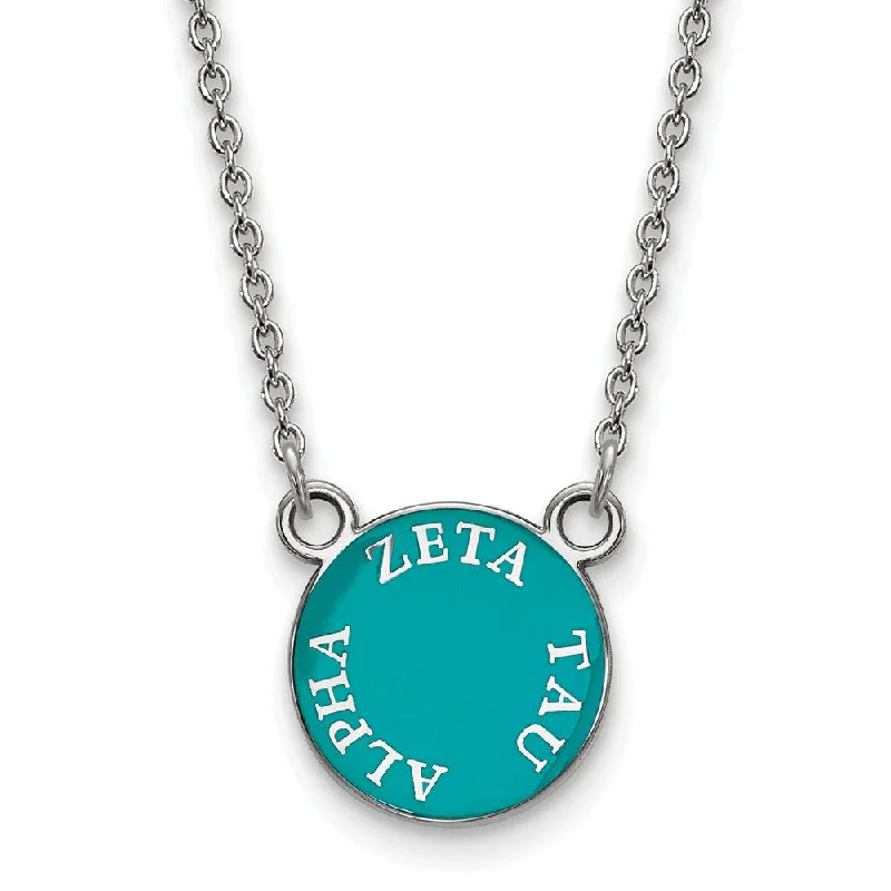 inscribed dynasty chain necklace-Sterling Silver Zeta Tau Alpha Small Enamel Disc Necklace