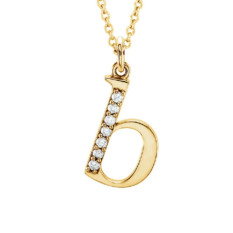 bold ruby summit peak necklace-The Abbey 14k Yellow Diamond Lower Case Initial 'b' Necklace 16 Inch