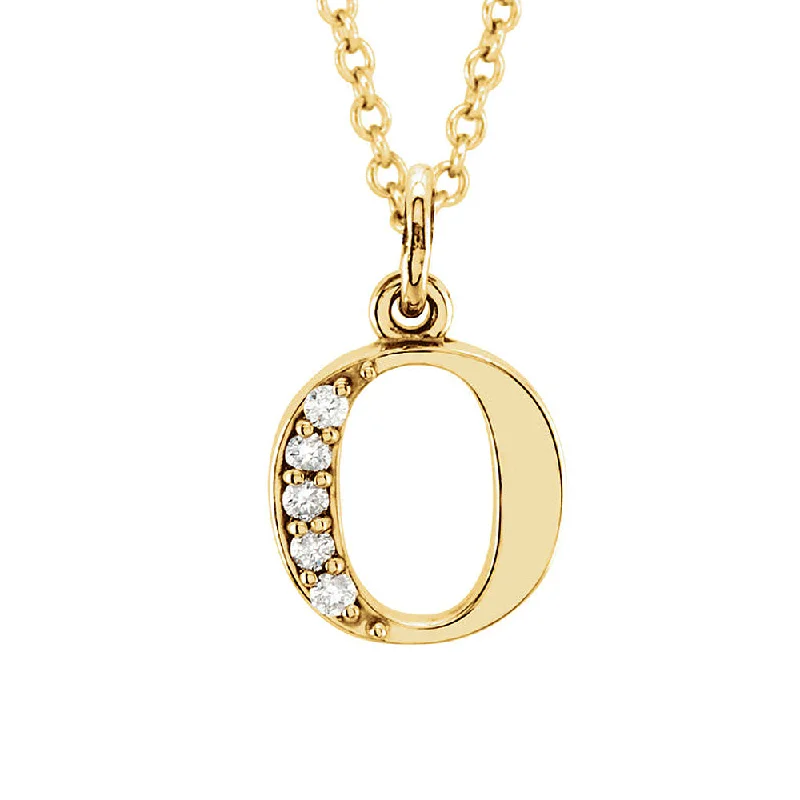 matte bronze spiral necklace-The Abbey 14k Yellow Diamond Lower Case Initial 'o' Necklace 16 Inch