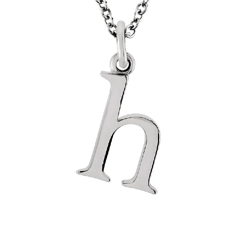 gothic-inspired raven fang necklace-The Abbey Lower Case Initial 'h' Necklace in 14k White Gold, 16 Inch