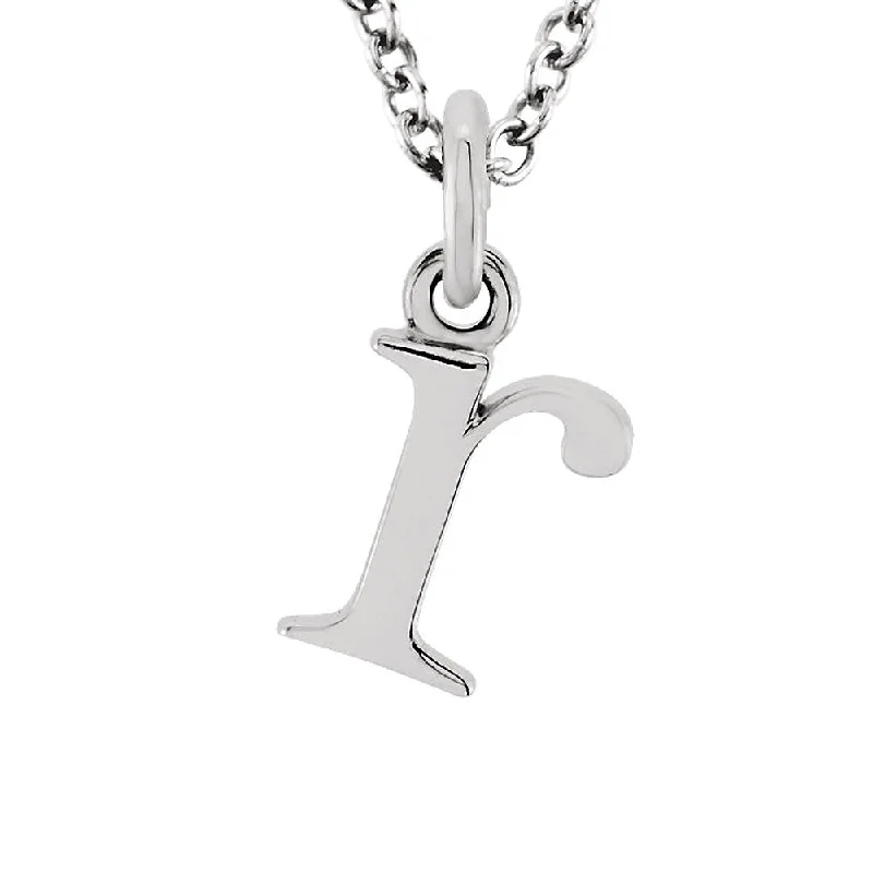 boho-inspired turquoise necklace-The Abbey Lower Case Initial 'r' Necklace in 14k White Gold, 16 Inch