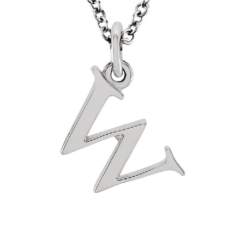 modern sculpted chain necklace-The Abbey Lower Case Initial 'w' Necklace in 14k White Gold, 16 Inch