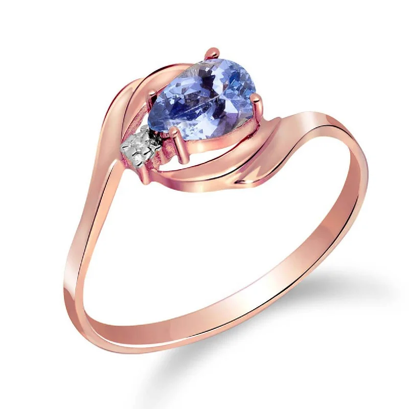 bohemian crest peak necklace-0.51 Carat 14K Solid Rose Gold Waves Tanzanite Diamond Ring