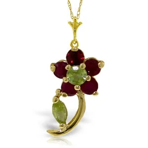 gothic-inspired tiger talon necklace-0.87 Carat 14K Solid Yellow Gold Flora Ruby Peridot Necklace