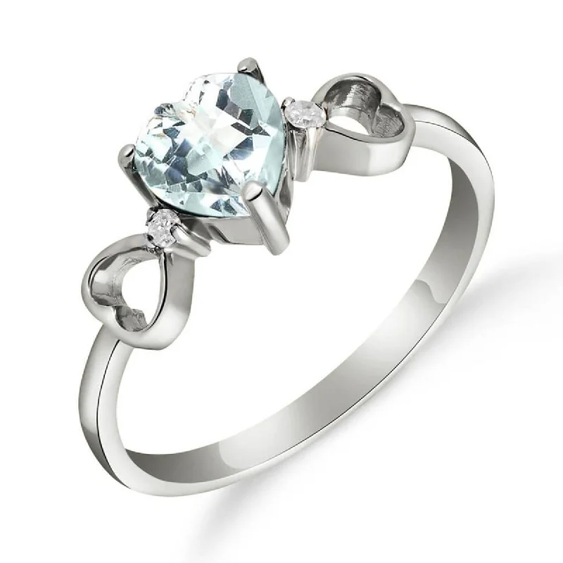 bold topaz summit peak necklace-0.96 Carat 14K Solid White Gold Precious Illusions Aquamarine Diamond Ring