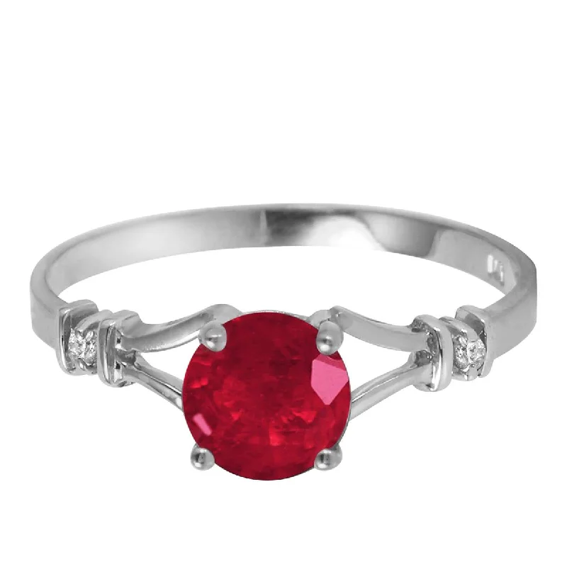 bold ruby summit peak necklace-1.02 Carat 14K Solid White Gold Capacity To Care Ruby Diamond Ring