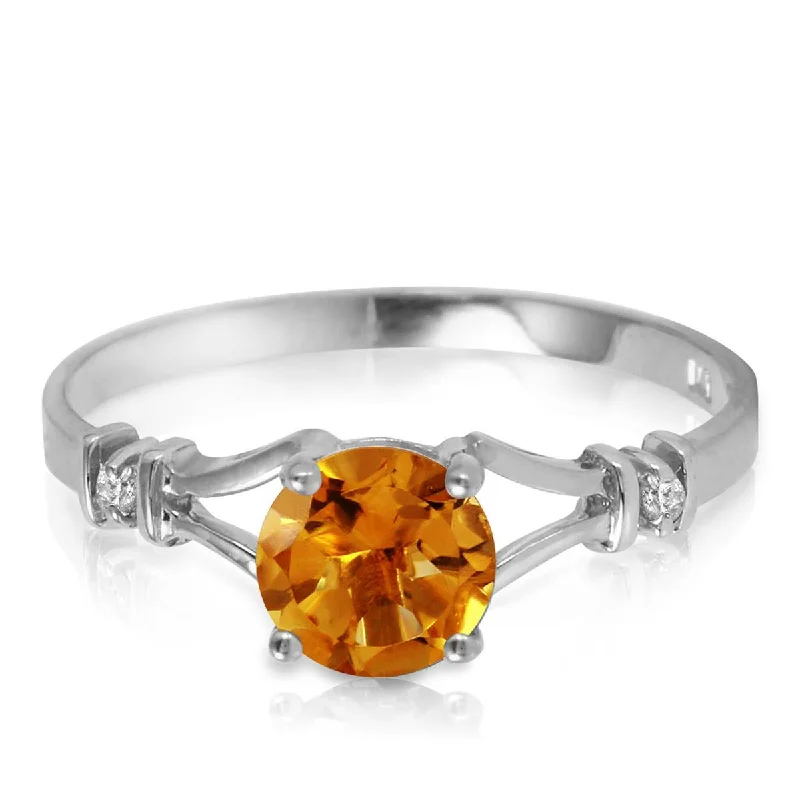 bold emerald summit peak necklace-1.02 Carat 14K Solid White Gold Faminine Riff Citrine Diamond Ring