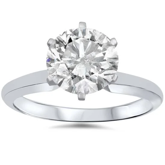 minimalist summit crest ring-1 1/2ct Solitaire Diamond Engagement Ring 14K White Gold