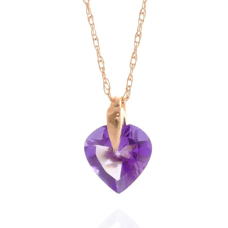 gothic-inspired raven fang necklace-1.15 Carat 14K Solid Rose Gold Heart Amethyst Necklace