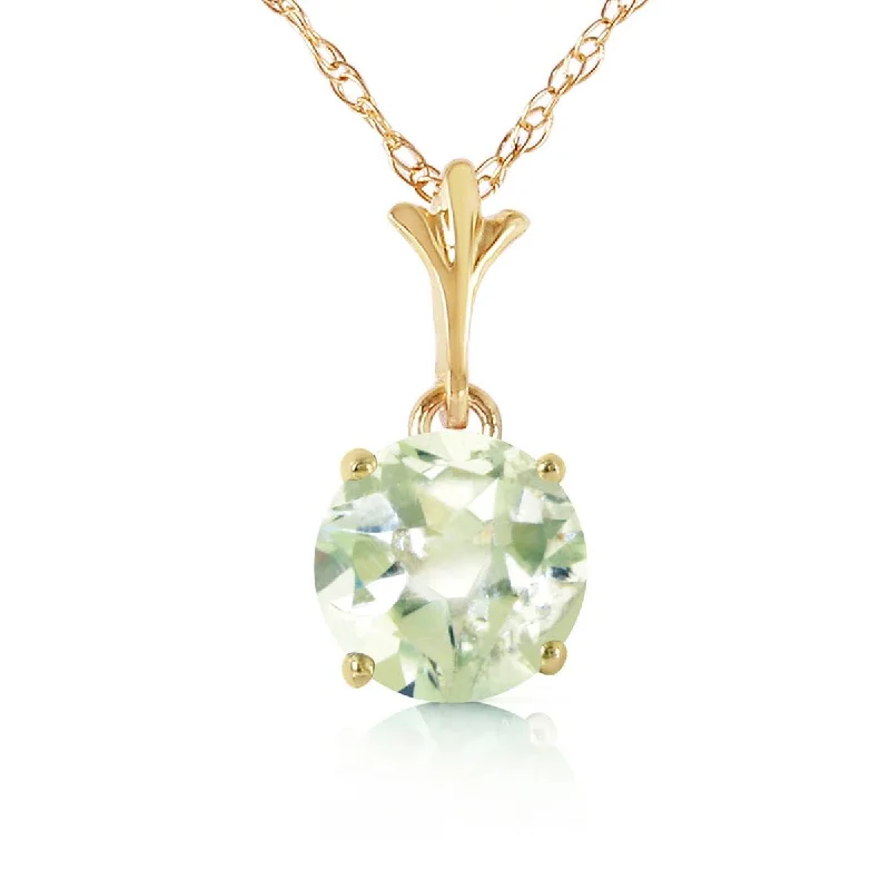 minimalist ridge peak necklace-1.15 Carat 14K Solid Yellow Gold Sunday Morning Green Amethyst Necklace