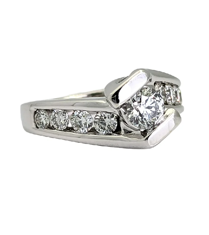 modern sleek ridge summit ring-1/2 Carat Diamond Engagement Ring 14K White Gold