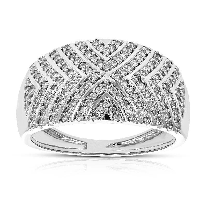 modern sleek crest peak ring-1/2 cttw Round Lab Grown Diamond .925 Sterling Silver Engagement Ring