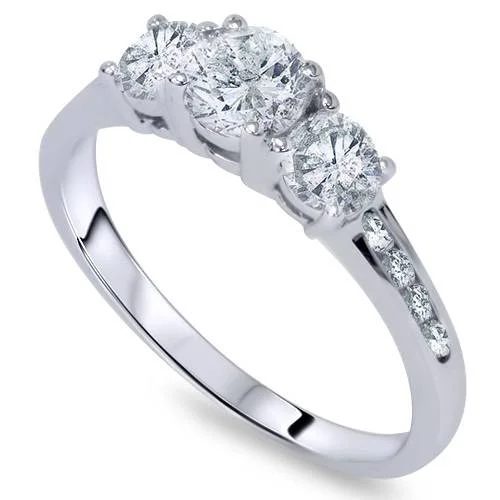 bohemian peak summit ring-1 3/4ct Three Stone Round Diamond Engagement Ring 14K White Gold