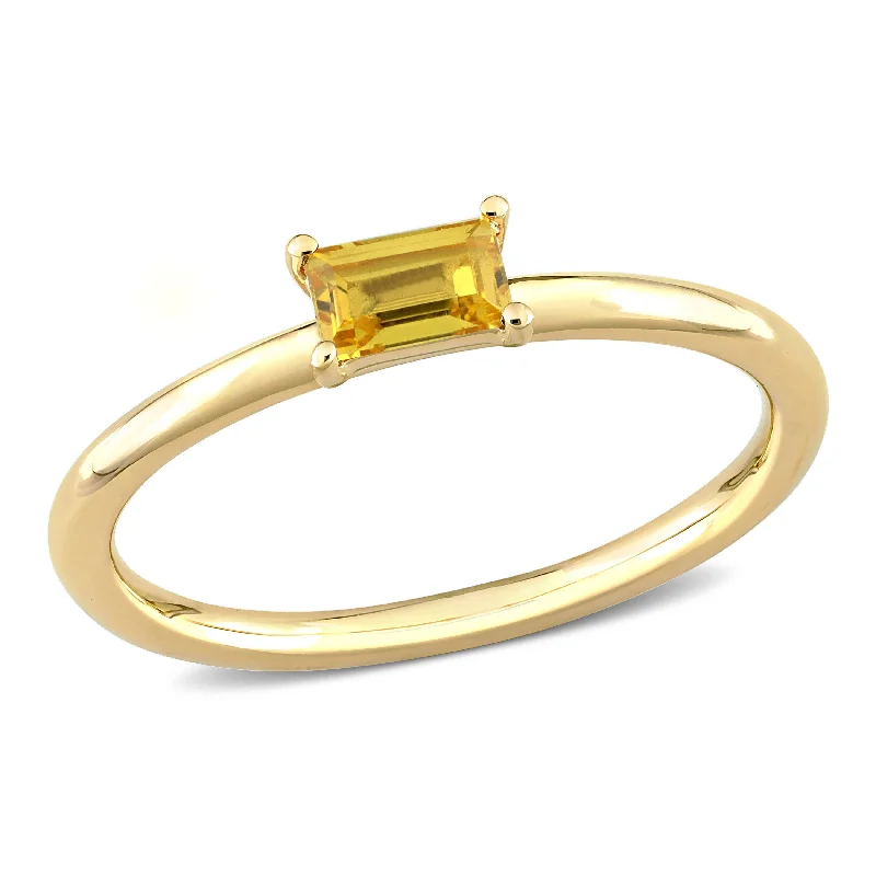 inscribed unity ring-1/3 CT TGW Baguette Yellow Sapphire Stackable Ring in 10k Yellow Gold