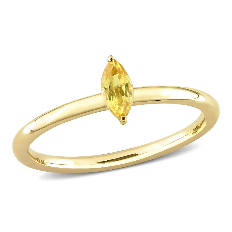 bold emerald summit peak ring-1/3 CT TGW Marquise Yellow Sapphire Stackable Ring in 10k Yellow Gold