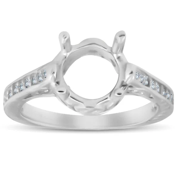 artisan-crafted tantalum ring-1/3ct Vintage 14K White Gold Diamond Engagement Ring Setting