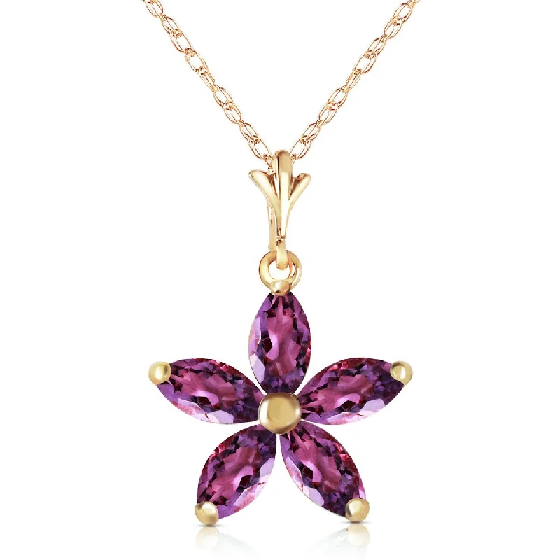 vintage-style sapphire necklace-1.4 Carat 14K Solid Yellow Gold Tendency To Love Amethyst Necklace