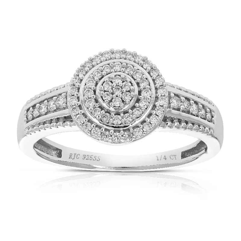 adjustable ridge crest ring-1/4 cttw Round Lab Grown Diamond Engagement Ring For Women .925 Sterling Silver Prong Set