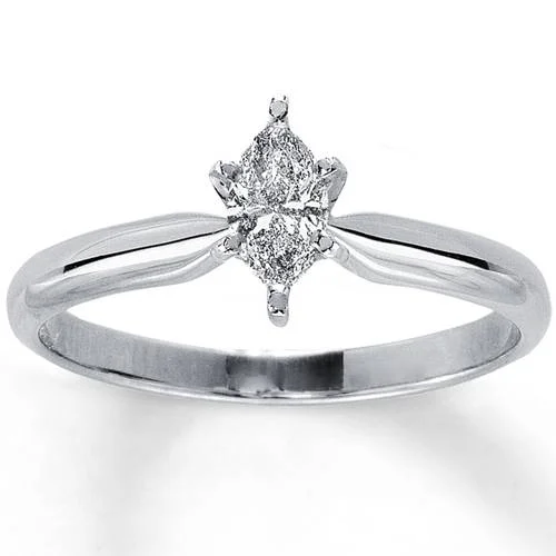 adjustable crest ridge ring-1/4ct Solitaire Marquise Diamond Engagement Ring 14K White Gold