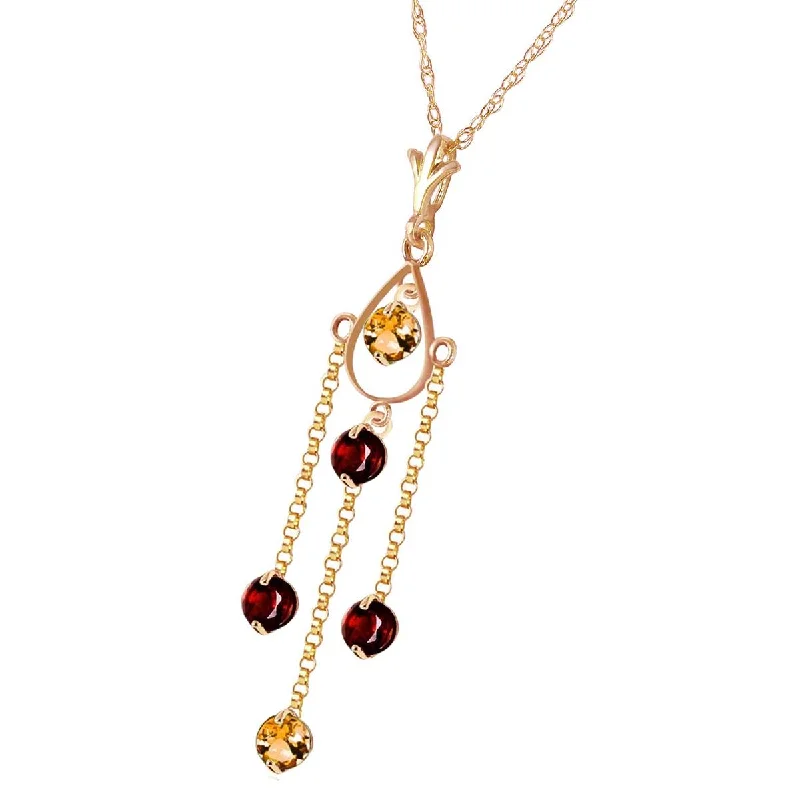 minimalist ridge peak necklace-1.5 Carat 14K Solid Yellow Gold Lifetime Love Citrine Garnet Necklace