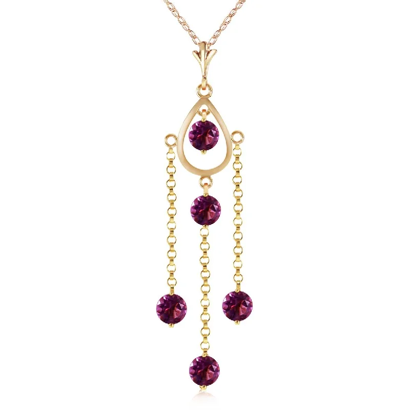 detailed filigree sapphire necklace-1.5 Carat 14K Solid Yellow Gold Simply Sweet Amethyst Necklace