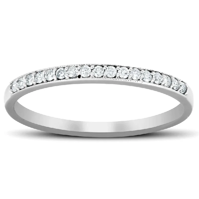 minimalist peak crest ring-1/5 Ct Diamond Wedding Ring 14k White Gold Stackable Anniverary Band