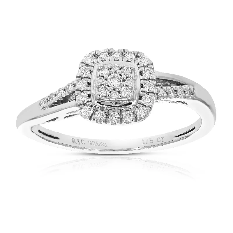 adjustable peak summit ring-1/5 cttw Round Cut Lab Grown Diamond Wedding Engagement Ring .925 Sterling Silver Prong Set